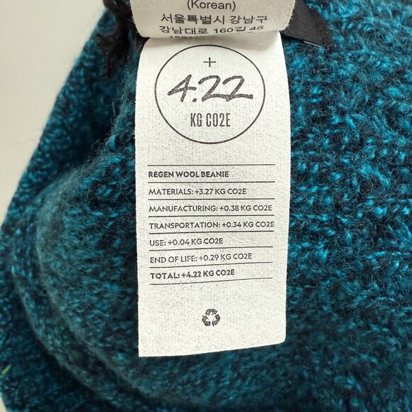 Allbirds Ragen Wool Beanie Hat Teal Marl One Size NWT New With Tags - Picture 5 of 10